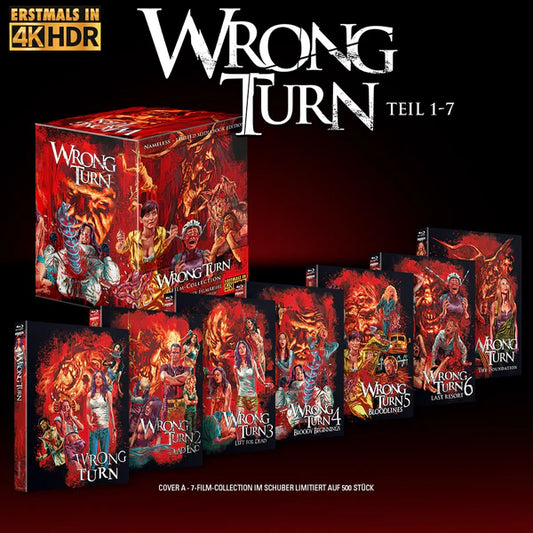 Wrong Turn Schuber Edition - Teil 1-7 - 7 Mediabooks - BD/4K-UHD Limited 500 Mediabook Box - Cover A